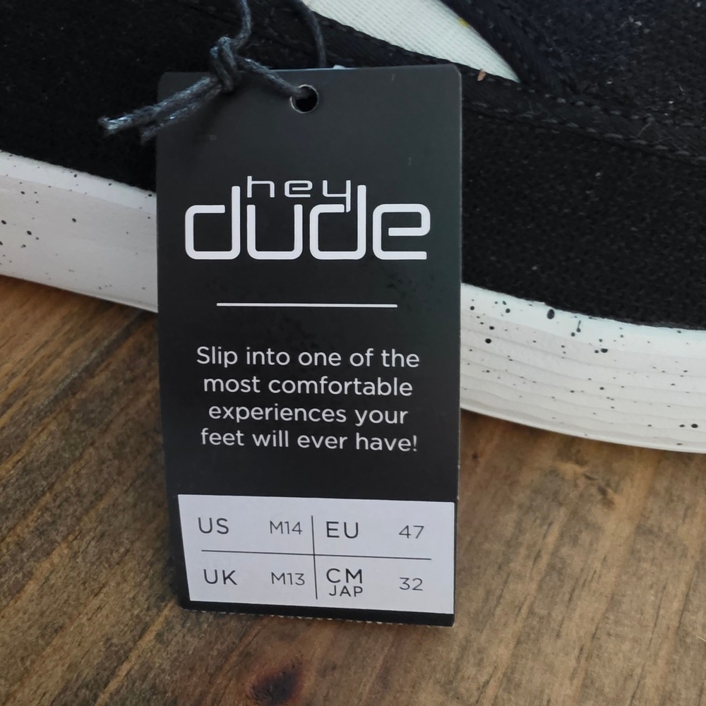 Hey Dude Mens Sunapee M Sport Mesh Slip On Sneakers Black White Speckled 14 - Picture 10 of 11